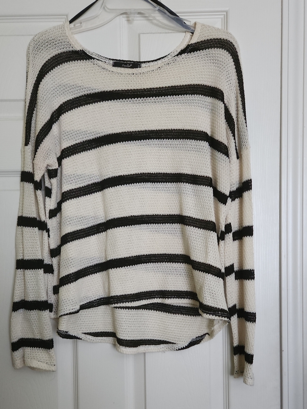 Lightweight Striped Knit Sweater - Black & Cream